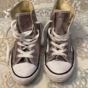 Converse High Tops. Color: Silver. Youth Size: 3